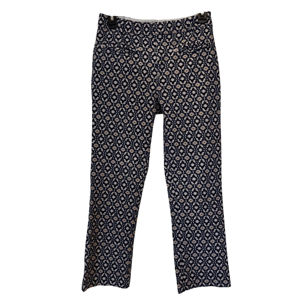 Anthropologie Women's Size 4 Navy Geometric Print Straight Leg Pants